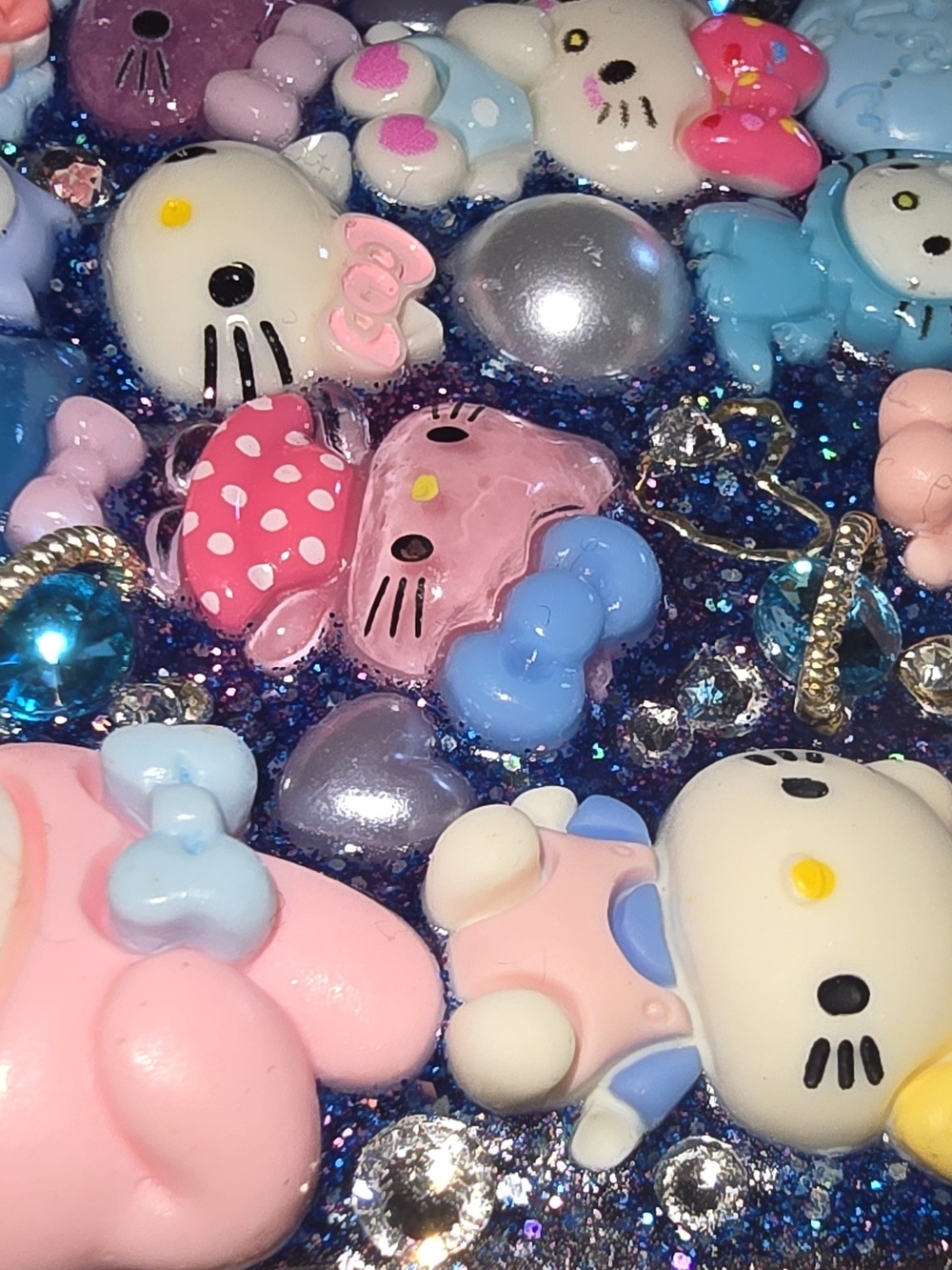 Hello Kitty Junk IPhone 16 Case Swarovski Embellised - Pink & Blue Resin Charms